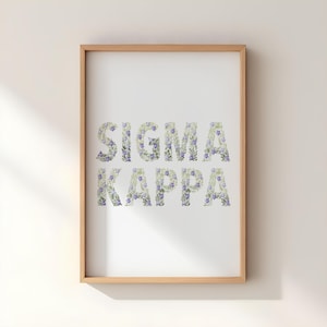 Sigma Kappa Floral Letters Print | Sigma Kappa Greek Letters Wall Art | Sorority Gift | Big Little Reveal | Dorm Decor | College Sorority