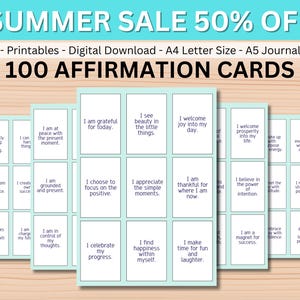 100 Affirmation Cards Printable PDF | A4 &amp; A5 Planner Inserts | Digital ...