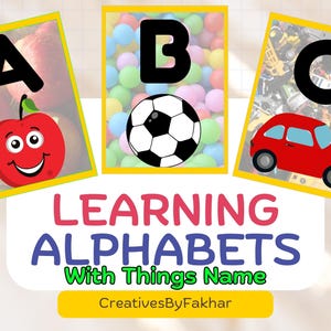 Cartões de alfabeto para imprimir para crianças – Arte de parede do alfabeto para educação domiciliar, pré-escola e creche – Download instantâneo digital educacional em PDF