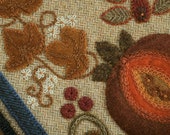 Wool applique KIT PATTERN pomegranate table runner quot Early Winter quot embroidery wool quilt stencil hand dyed felted wool fabric