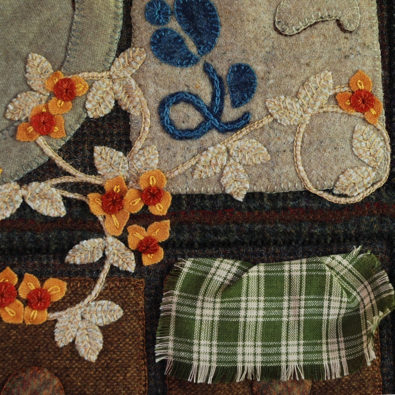 Wool Applique KIT PATTERN Primitive Shelf Crock country Etsy UK