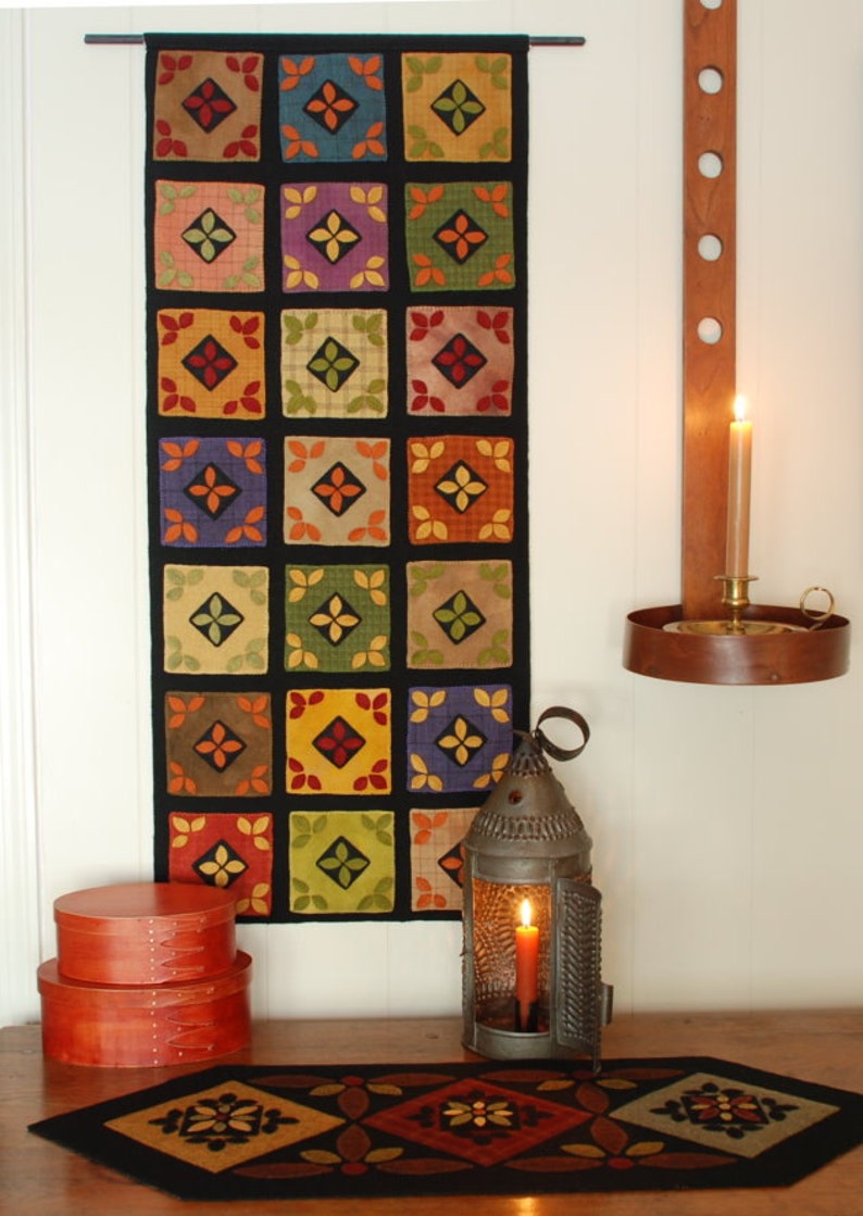Wool Applique PATTERN Wall Hanging Amish Quilt Penny Rug Etsy UK