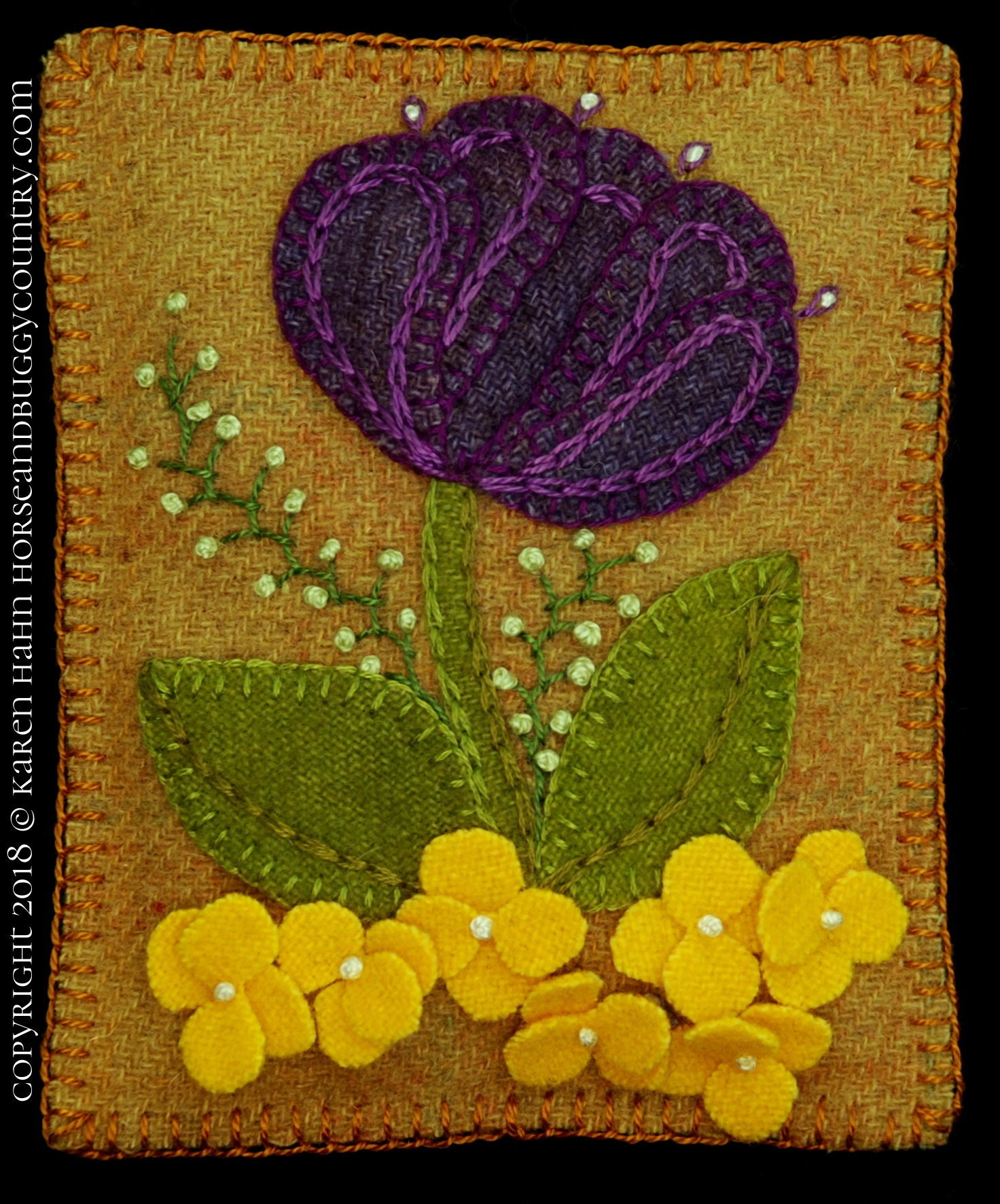 KIT Jacobean Flower Wool Applique Hand Embroidery / KIT / 