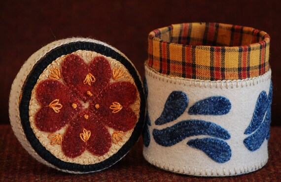 Wool Applique Pattern Kit Cinnamon Box Stoneware Spice Box Stoneware Crock Folk Art Stencil Fabric Covered Paper Mache Box Primitive Quilt Wool Applique Pattern Kit Cinnamon Box Stoneware Spice Box Stoneware Crock Folk Art Stencil Fabric Covered Paper Mache Box Primitive Quilt