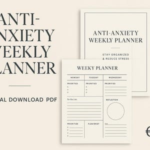Planner Settimanale Anti-Ansia.  Elegante, Stampabile in A4 (PDF)