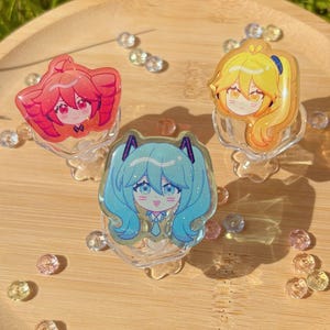 Vocaloid Synthesizer V UTAU Triple Baka Cute Mini Glitter Epoxy Acrylic Pins | Kasane Teto | Hatsune Miku | Akita Neru
