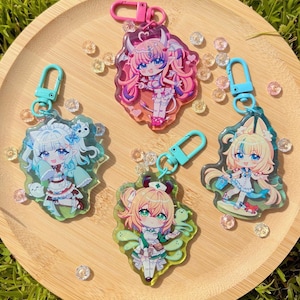 Indie Vtuber Acrylic Charm Keychain Glitter Epoxy | Ironmouse | Maid Mint Fantôme | Nimi Nightmare | Sameko Saba