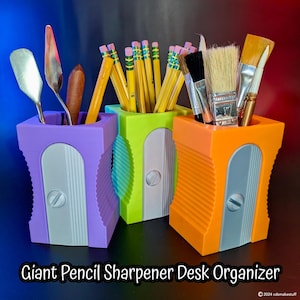 Giant Sharpener Desk Organizer, Pen Pencil Holder, Classroom, Teacher, Student, School, Artist, Maker, Office, Gift, Decor, Craft Supplies