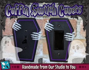 Spooky Fun Coffin Light Switch Cover with Skeleton Hands- Gothic - Haunted Mansion - Halloween