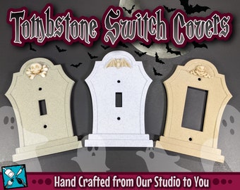 Tombstone / Gravestone Wall Plate Switch Cover - Gothic Halloween Party Décor - Customize Styles - Spooky Fun Haunted Mansion