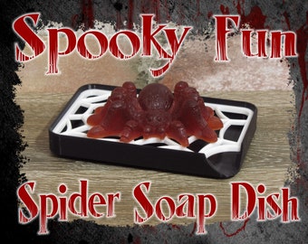 Spooky Fun Spider Web Soap Dish with Spider Shaped Soap