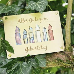 Geldgeschenk personalisiert Geschenkidee Geburtstag Geldbox Geschenkkarte aus Holz