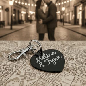 Keychains with names and coordinates - perfect gift idea for couples