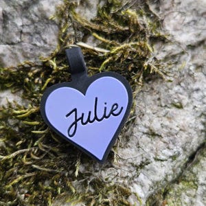 Silicone Dog Tag Heart, Personalized Dog Tag, Silent Dog Tag, Dog Tag for Dogs, Engraved Silicone Dog Tag, Silent Tag