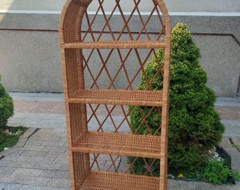 Wicker shelf, Wicker Furniture, Storage Rattan Etagere, Bookshelf, Plant shelf, Rattan shelf, patio boho furniture, furniture Handmade