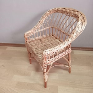 Wicker Chair for Kids, Willow Handmade Armchair, Patio Furniture