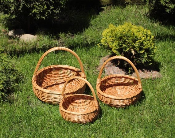 Panier De Fille De Fleur En Osier Avec Nœud Papillon - Panier Rotin Mariage Et Pâques Tissé Main
