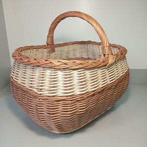 Wicker Picnic basket, Shopping basket, Large woven basket, basket for harvest, fruits, flowers, mushrooms