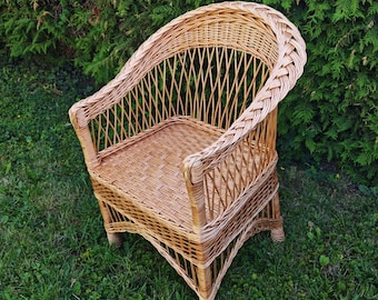 Rieten rotan stoel wilg handgemaakt, terrasmeubilair, rieten meubels, tuinstoel voor buiten