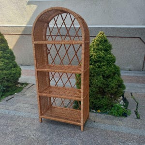 Wicker shelf, Wicker Furniture, Storage Rattan Etagere, Bookshelf, Plant shelf, Rattan shelf, patio boho furniture, furniture Handmade