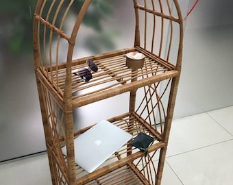 Handmade Wicker Shelving Unit, Open Shelf Bookcase from vine stile boho