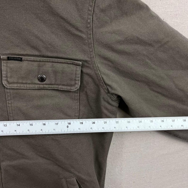 Filson gevoerd jack heren M licht olijfgroen canvas fleece gevoerd overhemdjack afbeelding 10