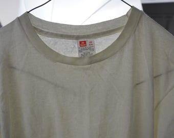 Vintage 90s Paper Thin Hanes Blank T-Shirt Large White Short Sleeve Cotton