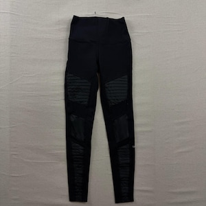 Alo Yoga Moto Leggings Womens XS Black High Waist Pintuck Mesh Panels image 1