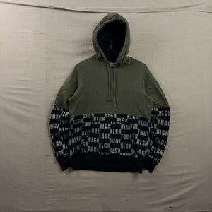 True Religion Hoodie Mens Large Olive Black Monogram Pullover Sweatshirt Logo image 1