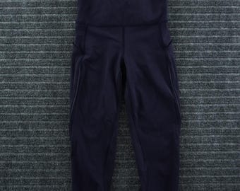 Lululemon Fast and Free Crop Leggings Womens 4 Purple Pockets Scalloped Hem