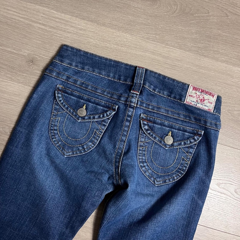 Y2K True Religion Julie Section Blue Wash Denim Jeans Womens Made in USA Size 28 image 1