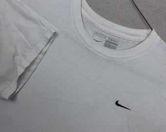 Camiseta vintage Y2K Nike con logo bordado Swoosh, blanca, para hombre, talla grande