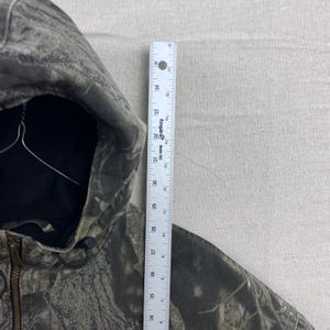 Chaqueta de trabajo con capucha Columbia para hombre, talla XL, estampado de camuflaje Mossy Oak, forrada de felpa, de lona con cremallera. imagen 7