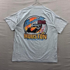 Vintage Houston Raceway Park NHRA Drag Racing-skjorta Herr XL Grå 90-tal Tillverkad i USA bild 2