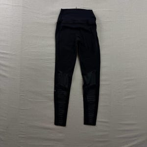 Alo Yoga Moto Leggings Womens XS Black High Waist Pintuck Mesh Panels image 2