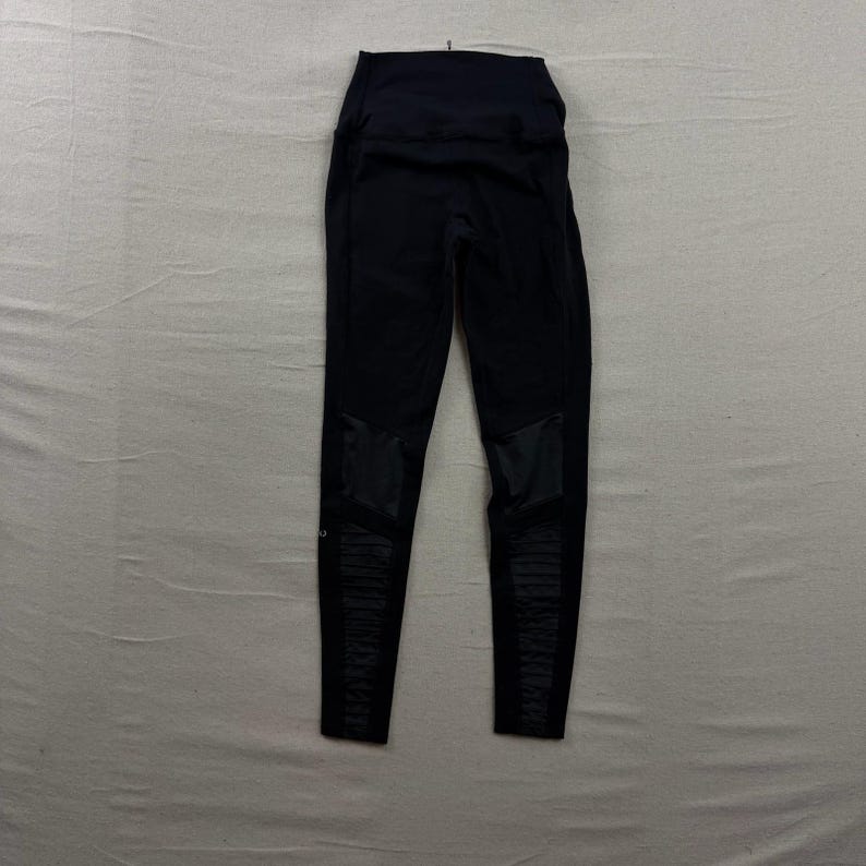 Alo Yoga Moto Leggings Womens XS Black High Waist Pintuck Mesh Panels image 2