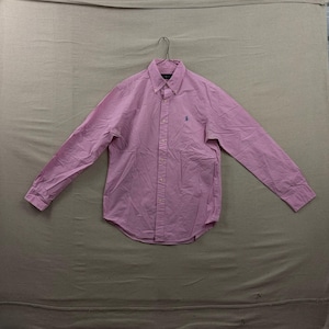 Ralph Lauren Button Down Shirt Mens Medium Pink Gingham Long Sleeve Pony Logo