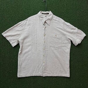 Camicia vintage Alan Stuart in misto lino e rayon con bottoni e ricamo a maniche corte