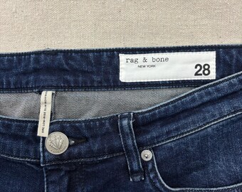 rag & bone Dre Low-Rise Slim Boyfriend Jeans Womens 28 Ella Dark Indigo Wash