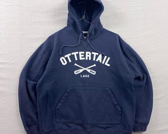 Blackwater Bay Hoodie Herren Großer Marineblauer Ottertail See Grafikpullover