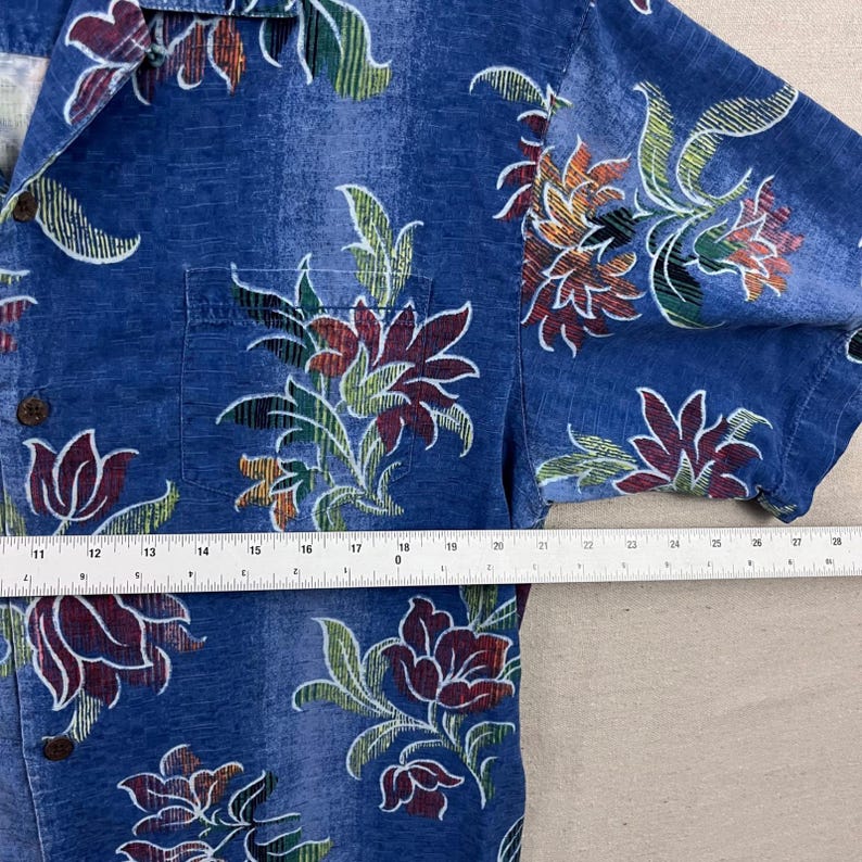 Tommy Bahama Silk Shirt Mens M Blue Tropical Floral Short Sleeve Camp Collar image 5
