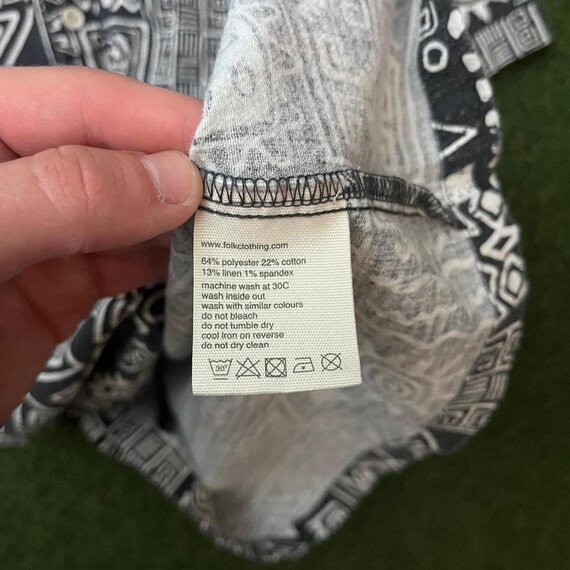 Folk Machu Patterned Button Down Short Sleeve Shi… - image 5