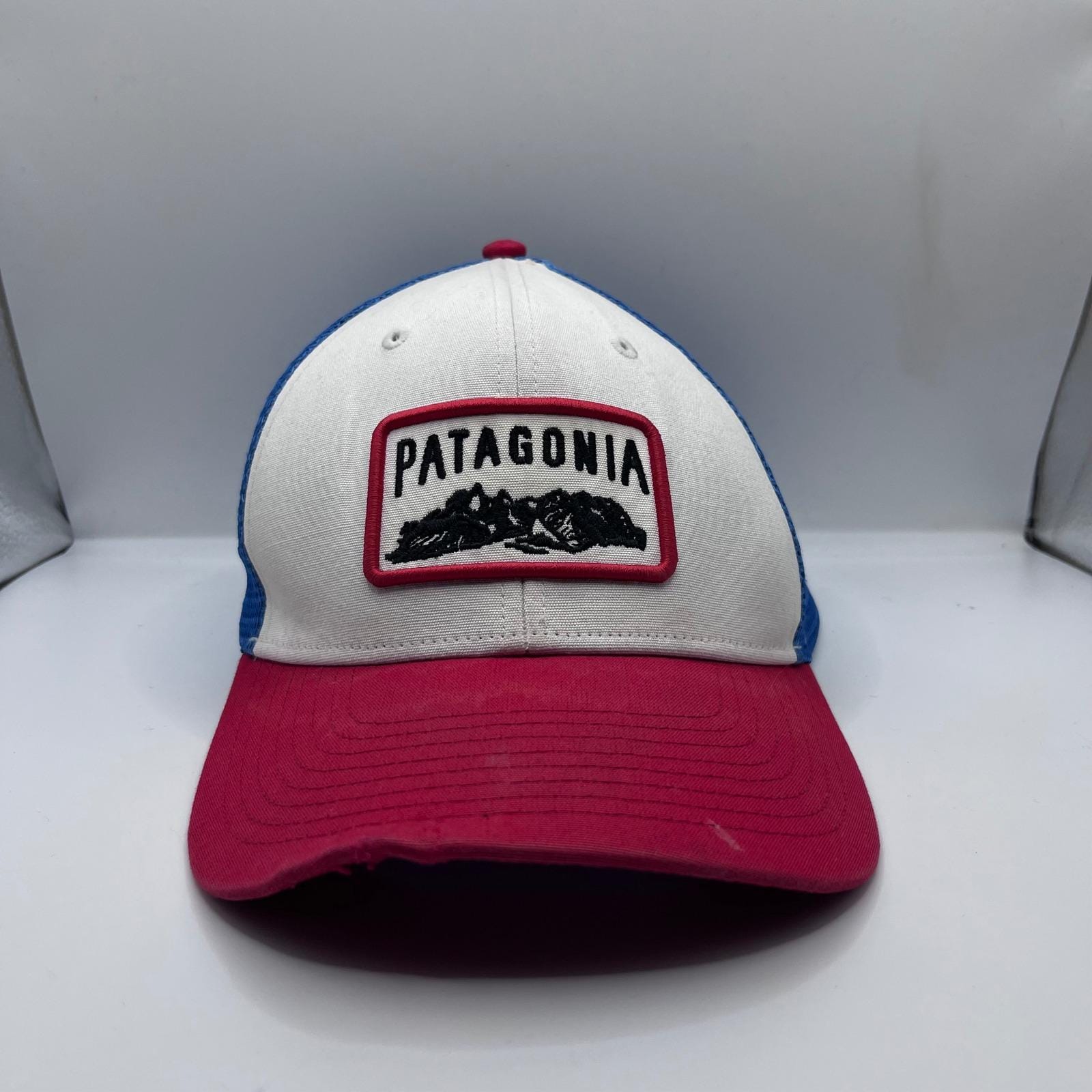 Patagonia Climb A Mountain Trucker Hat Red White Blue Patch
