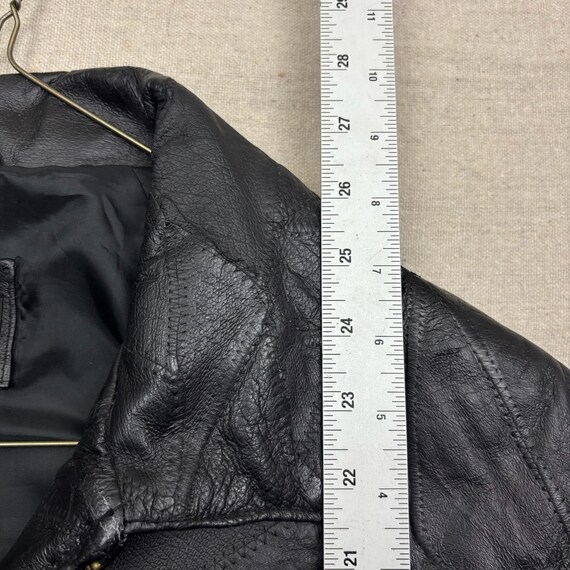 Explorer Leather Patchwork Bomber Jacket Black Me… - image 5