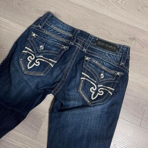 Y2K Rock Revival Embellished Gwen Boot Cut Dark Wash Denim Jeans