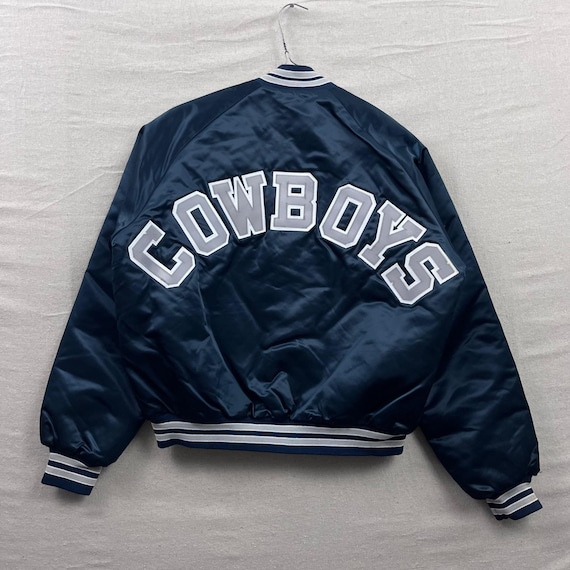 Chalk Line Dallas Cowboys Jacket Mens Large Navy Blue Satin Bomber