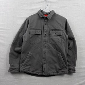 Filson gevoerd jack heren M licht olijfgroen canvas fleece gevoerd overhemdjack afbeelding 2