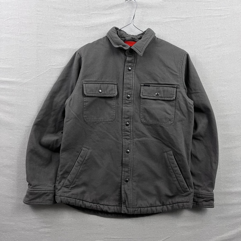 Filson gevoerd jack heren M licht olijfgroen canvas fleece gevoerd overhemdjack afbeelding 2