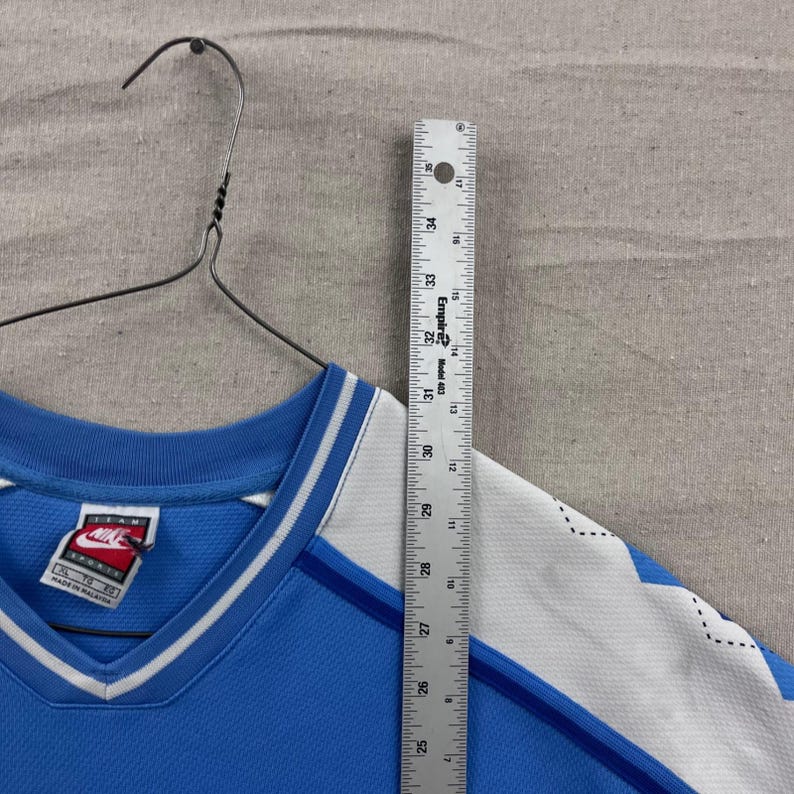 Vintage 90s Nike UNC Tar Heels Jersey Shirt Mens XL Blue White Argyle V-Neck image 10