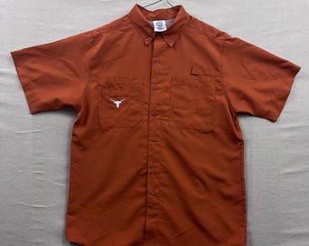 ProEdge Fishing Shirt heren medium gebrand oranje Texas Longhorns korte mouw Ventilatieopening
